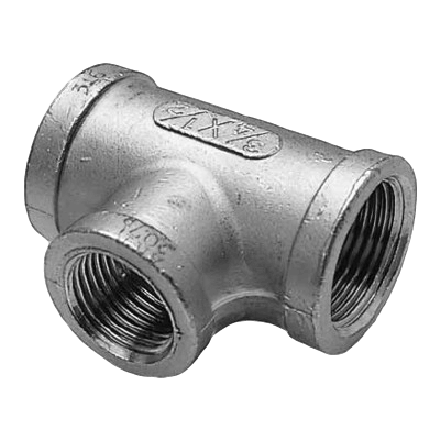 Tee, female, # 307 R, reduced, AISI 316, casted sim. to DIN EN 10241:2000 (DIN 2987) Tee, female, # 307 R, reduced, AISI 316, casted sim. to DIN EN 10241:2000 (DIN 2987)